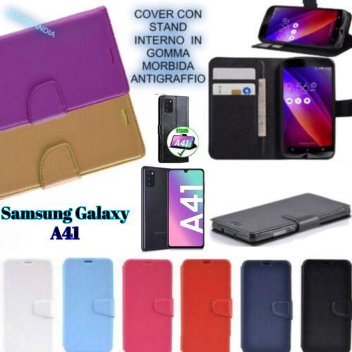 Cover a libro PER Samsung Galaxy a41 CON 3 TASCHE PORTA CARD WALLET in eco pelle - Foto 1 di 12