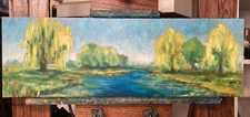 “A Summer Day” Nature Original Art oil painting on canvas signed Daniel W Green