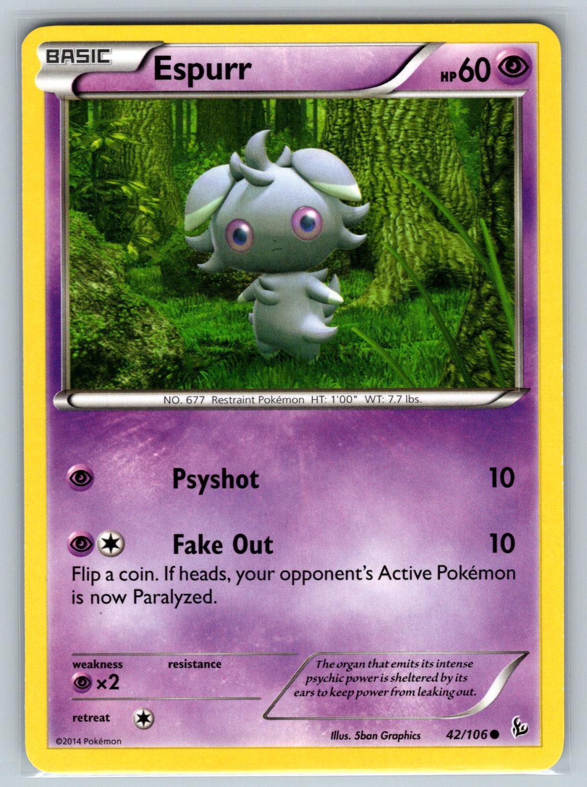 Espurr 42/106 Common Flashfire Pokemon Lightly Played