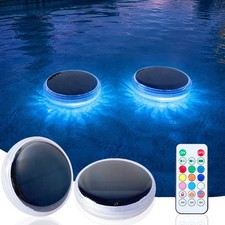 2 Pack LED RGB Solar Floating Pool Lights Party Pond Spa Light with Remote IP67