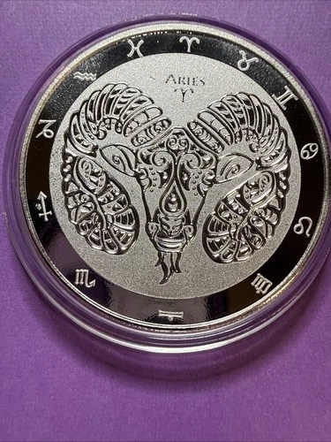 1oz 2022 Tokelau $5 Proof Elizabeth II Zodiac Aries .999 Silver & Capsule