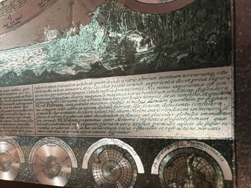 Art mural ancien encadré double hémisphère carte du monde - texte latin - 31"x25" - Photo 14/19