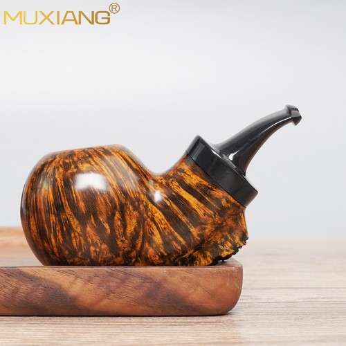 MUXIANG Bruyère Holz Apfelpfeife Kleine Tasche Tabakpfeife Burl Cumberland Stiel - Picture 12 of 17