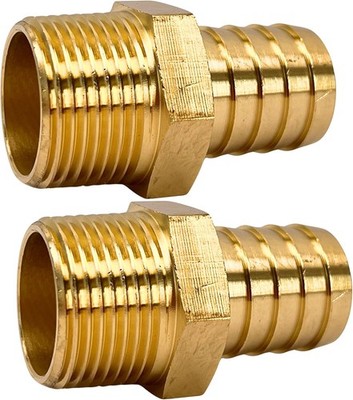 2pcs Brass Hose Barb Fitting 1'' Barb x 1'' NPT Male Adapter Barbed Coupler Connec