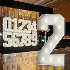 3Ft Marquee Light Up Number Large LED Sign Number 2 For Birthday Party Decor