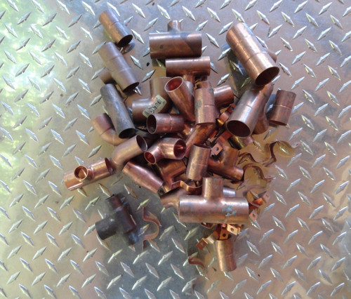 COPPER PIPE FITTINGS FOUR-POUND LOT UNUSED OLD STOCK MANY SIZES SEE PICTURES