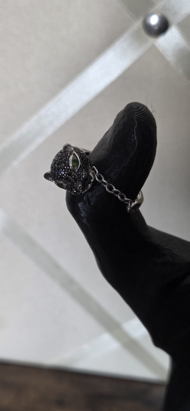 Sterling Silver Wrap Leopard Ring Black Spinel & … - image 4