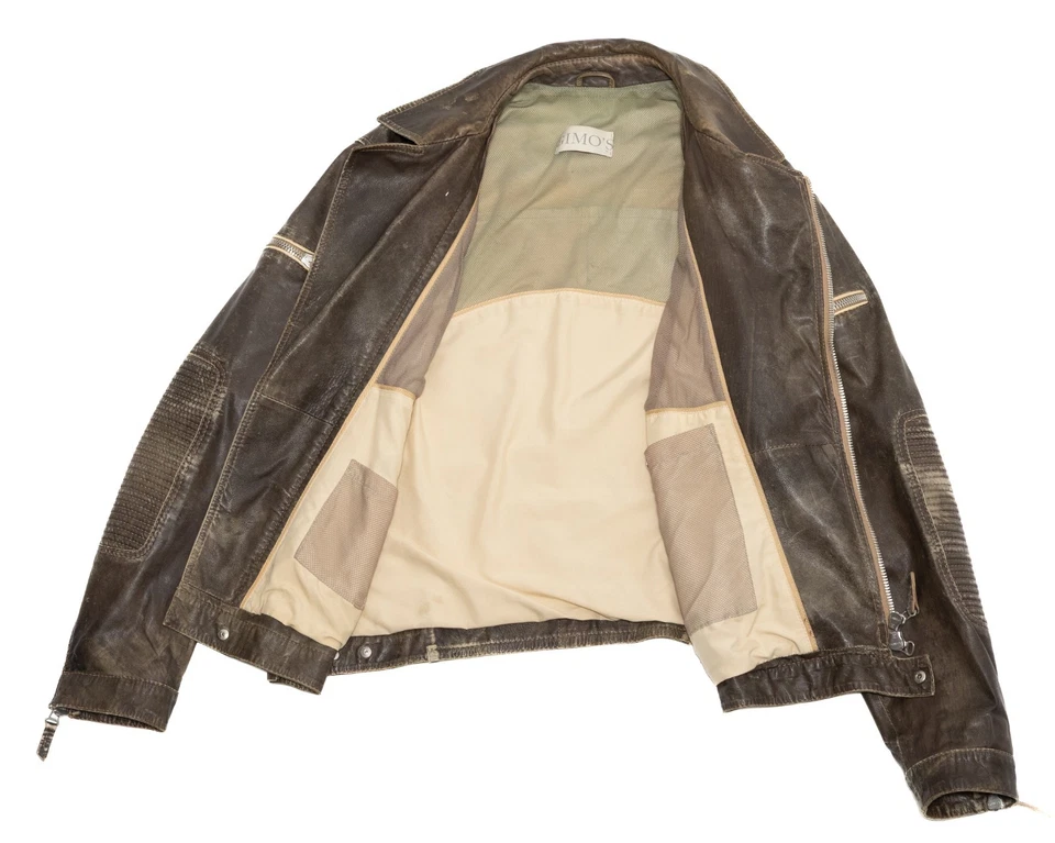 GIMO’S Vintage Leather Asymmetric Biker Jacket - Image 4 of 4