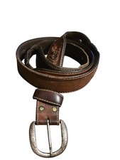 Nocona Western Belt Brown Leather Woven Arrow Design Silver Conchos Men 42