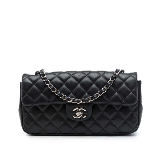 Chanel CC Quilted Lambskin East West Flap Pre-Loved Shoulder Bag Black