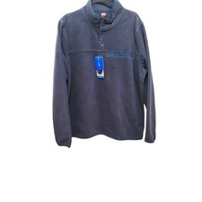 NEW 32 Degrees Heat Fleece Pullover Mens Large Navy Blue Snap Mock Neck