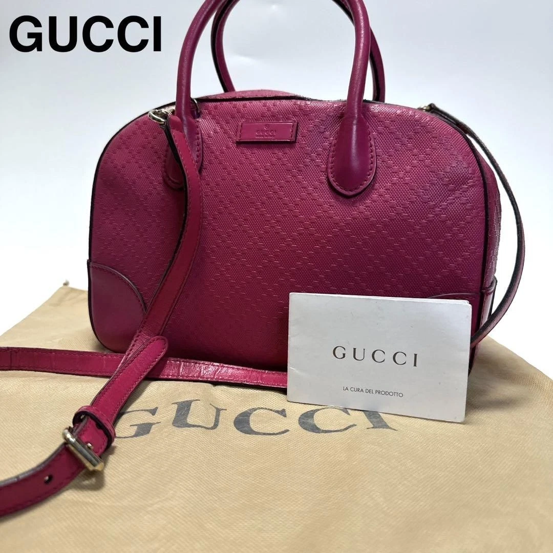 H83 Gucci Diamante Sac à Bandoulière Cuir Rose 2 Voies Designer Sac à Main Luxe