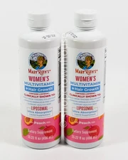11/2025 ~ 2 Mary Ruths WOMENS MultiVitamin +HAIR GROWTH 15.22oz Liposomal PEACH