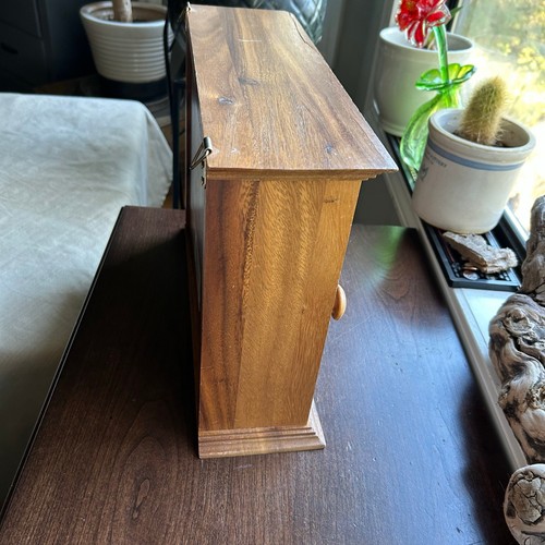 Ironwood Gourmet Acacia Wood Hanging Tea Chest spice rack with Glass Door - Picture 9 of 15