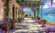 3D Murals for Garden Walls & Fence using Shower Curtains Backdrops Tapestries