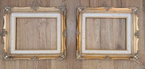 2 Small Vintage, Gold Ornate, Baroque Rococo Unglazed Picture Frames With Border - Picture 1 of 10