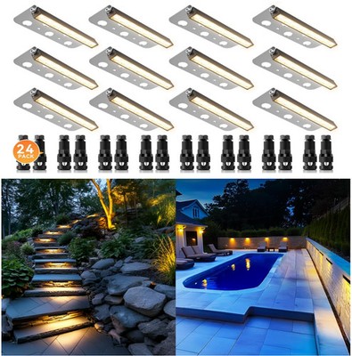 12Pcs LED Low Voltage Hardscape Lighting, 7 Inch Landscape Retaining Wall Light
