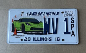 2016 Illinois Corvette License Plate WV1