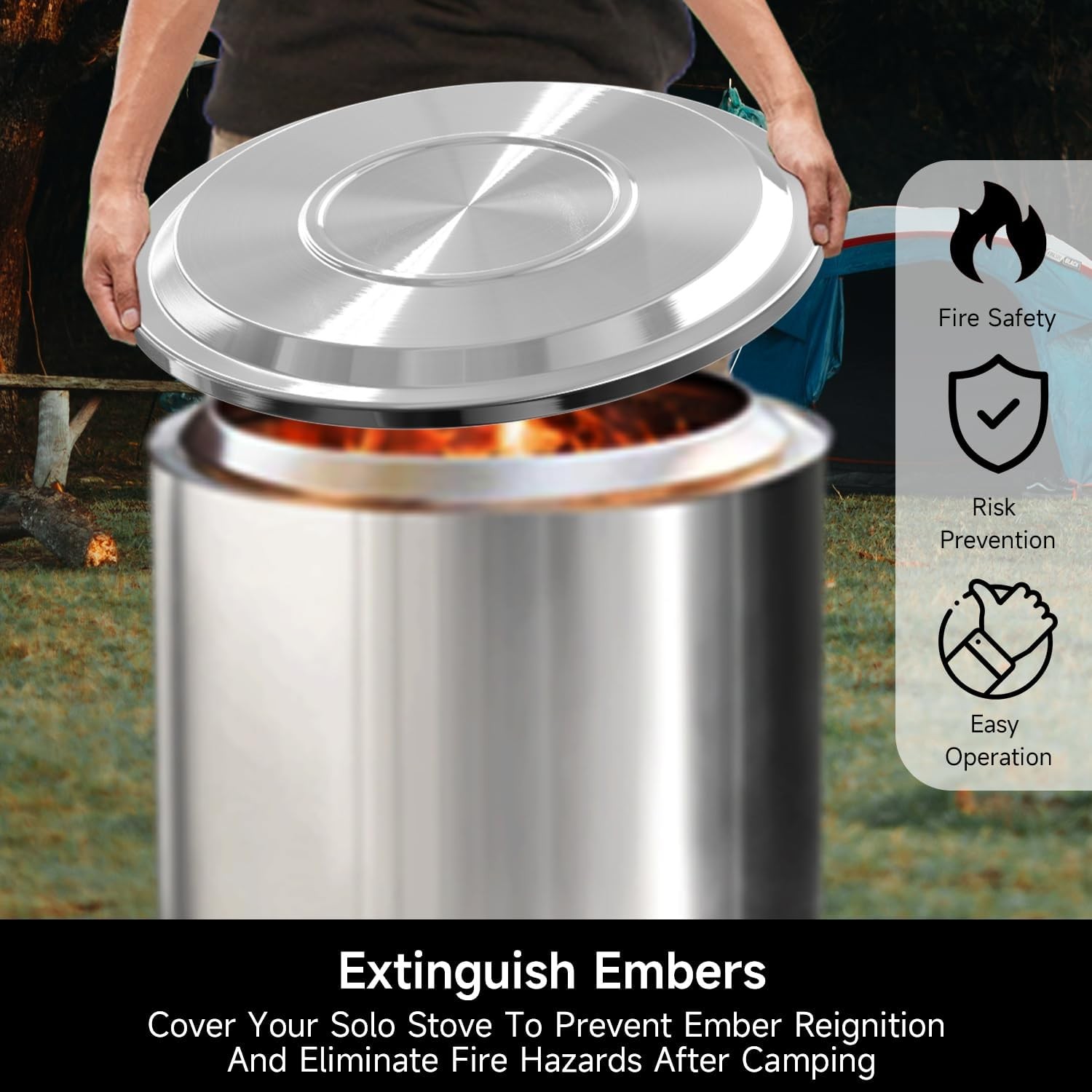 Fire Pit Lid for Solo Stove Bonfire, 19.5 Inch Stainless Steel Cover for Solo