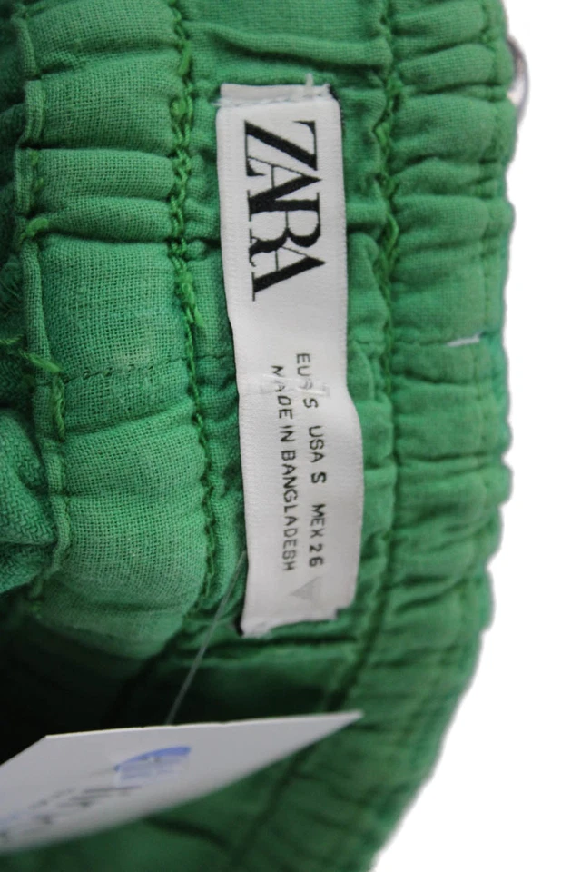 Pantalones cortos deportivos Zara unisex verde algodón talla S Foto 4 de 4