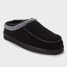 dluxe by dearfoams Men's Lith Shearling Clog Slide Slippers - Taping Black