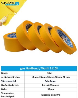 gws Goldband Washitape, Malerband, 6Wochen UV Besändig