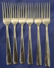 Lot of 6 Dinner Forks Oneida Ltd OCEANIC Flatware Stainless Steel