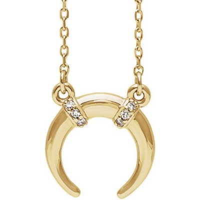 14K Gold 0,03 ctw Diamant Halbmond Collier - Gelb-, Rosé- oder Weißgold