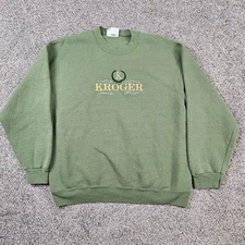 Vintage Kroger Sweatshirt Mens Large Green Spell Out Logo USA Made Employee 90s