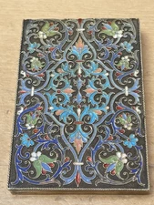 RUSSIAN EMPIRE.ANTIQUE,SILVER GUILT,CLOISONNÉ ENAMEL,NOTE PAD  BY GRACHEV BROTHS