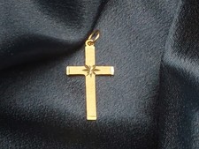 New - 14K Yellow Gold Cross - Diamond Cut