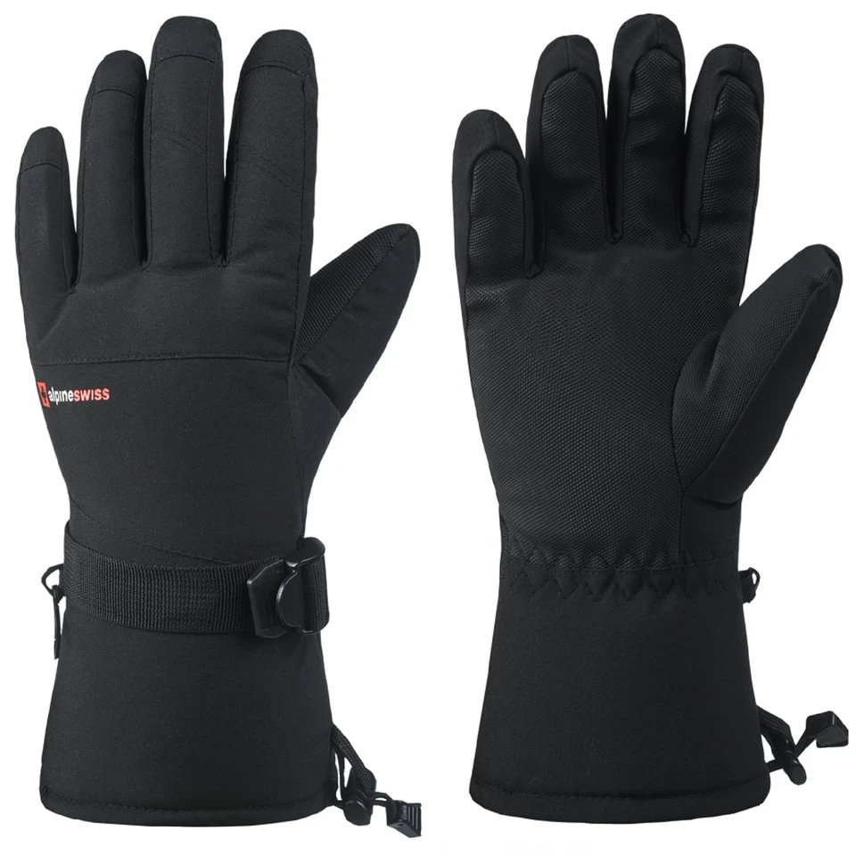 Alpine Swiss Mens Waterproof Ski Gloves Snowboarding 3M Thinsulate Winter Gloves - Image 2 of 4