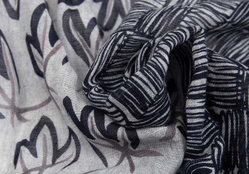GIERREMILANO for Papas plus Leaf Pattern Cotton Linen Stole(K-83700) - Picture 6 of 7