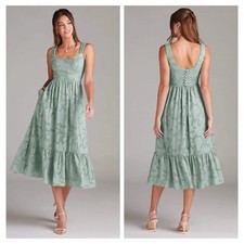 NWT Azazie Alissa A-Line Floral Burnout Dress Agave Green Size A12 Bridesmaid