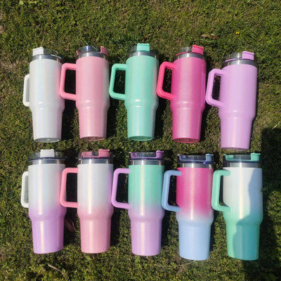 Stainless Steel Vacuum Insulated Cup - Gradient Rainbow Colors, Double-Layer The