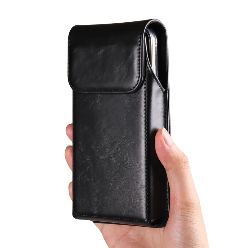 COW LEATHER PHONE CASE Belt Black Bag Magnetic Buckle Closure Best Gift for Men - Image 3 of 4