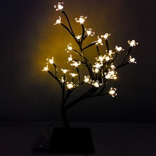 24 LED Cherry Blossom Tree 40cm Bonsai Christmas Light Home Battery Decoration