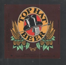 TOP HAT BEER 12 OZ LABEL CINCINNATI OHIO { UNUSED } 3 1/2" x 3 3/4"