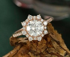 Halo Style 2.10CT Simulated Round White Sapphire Engagement Ring In 935 Silver