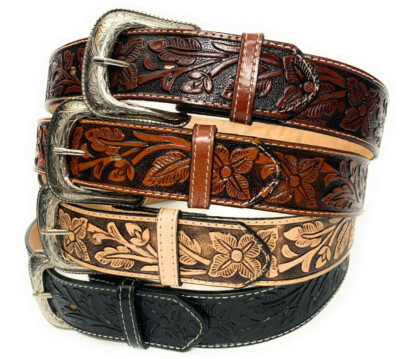 #ad #ad 1 3 4quot; WIDE WESTERN LEATHER BELT. COWBOY RODEO CASUAL LEATHER FLORAL EMBOSSED $25.99