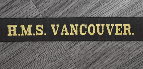 Royal Navy Cap Tally Ribbon - H.M.S. Vancouver. (DOT) - WW1 V-Class Destroyer