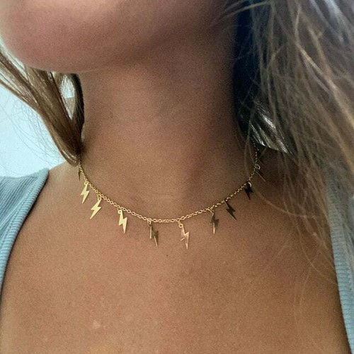 Lightning Bolt Charm Necklace Choker 