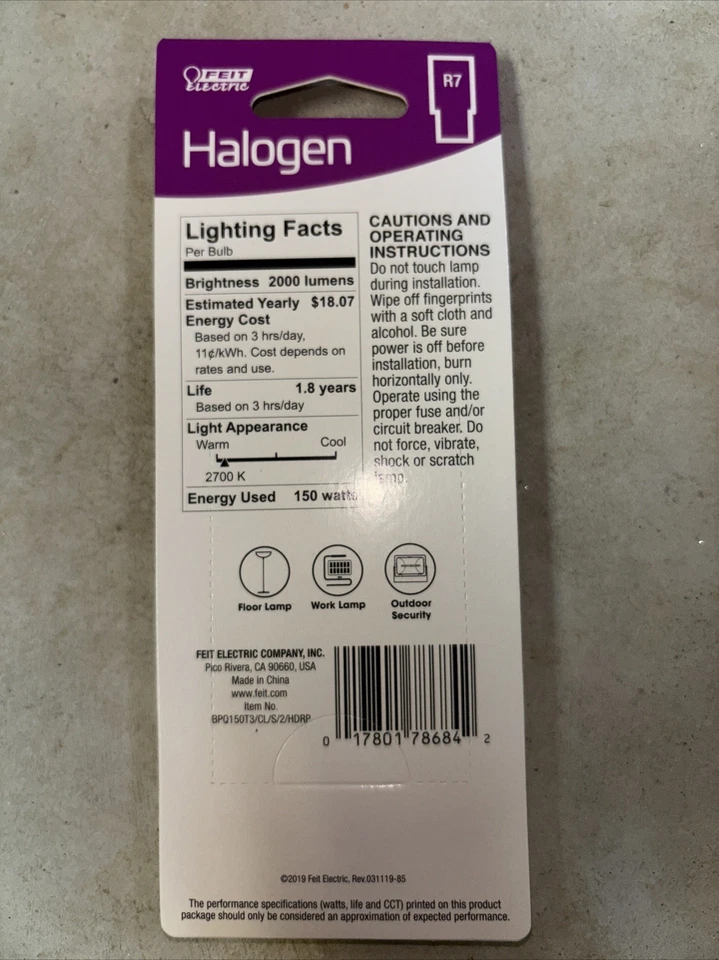 Feit Electric 150Watt/120 Volt Replacement Bulbs - R7 base (New) - Image 3 of 3
