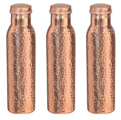 100 % Copper Water Indian Pure Bottle 950ml Approx Joint less Bottle Set of 3