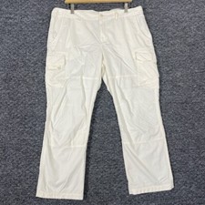 Lauren Ralph Lauren Cargo Pants Women 14 Cream 37x28 Beach Casual Cotton Lt Weig