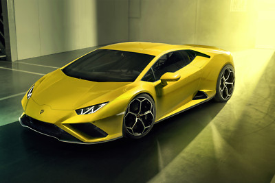 Yellow, Lamborghini Huracan, Super car, light Poster