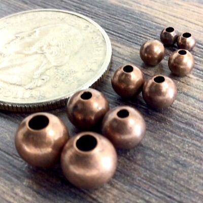 Copper Smooth Round Spacer Beads 3mm 4mm 5mm 6mm 8mm Jewelry Supplies DIY Beads