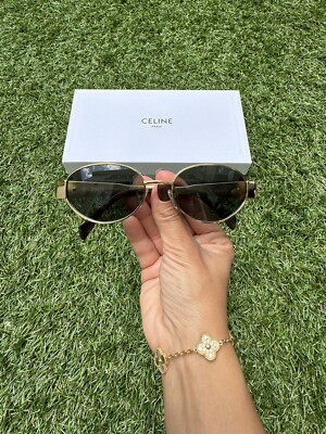 Celine Triomphe 01 Oval-frame gold-tone acetate Sunglasses