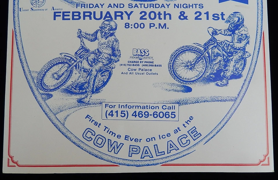 1987 Original Speedway Motorcycle Ice Championship Poster Cow Palace S.F. - Image 3 of 4