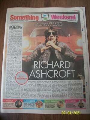 SOMETHING FOR THE WEEKEND Friday October 19 2018 Richard Ashcroft Cover The Sun